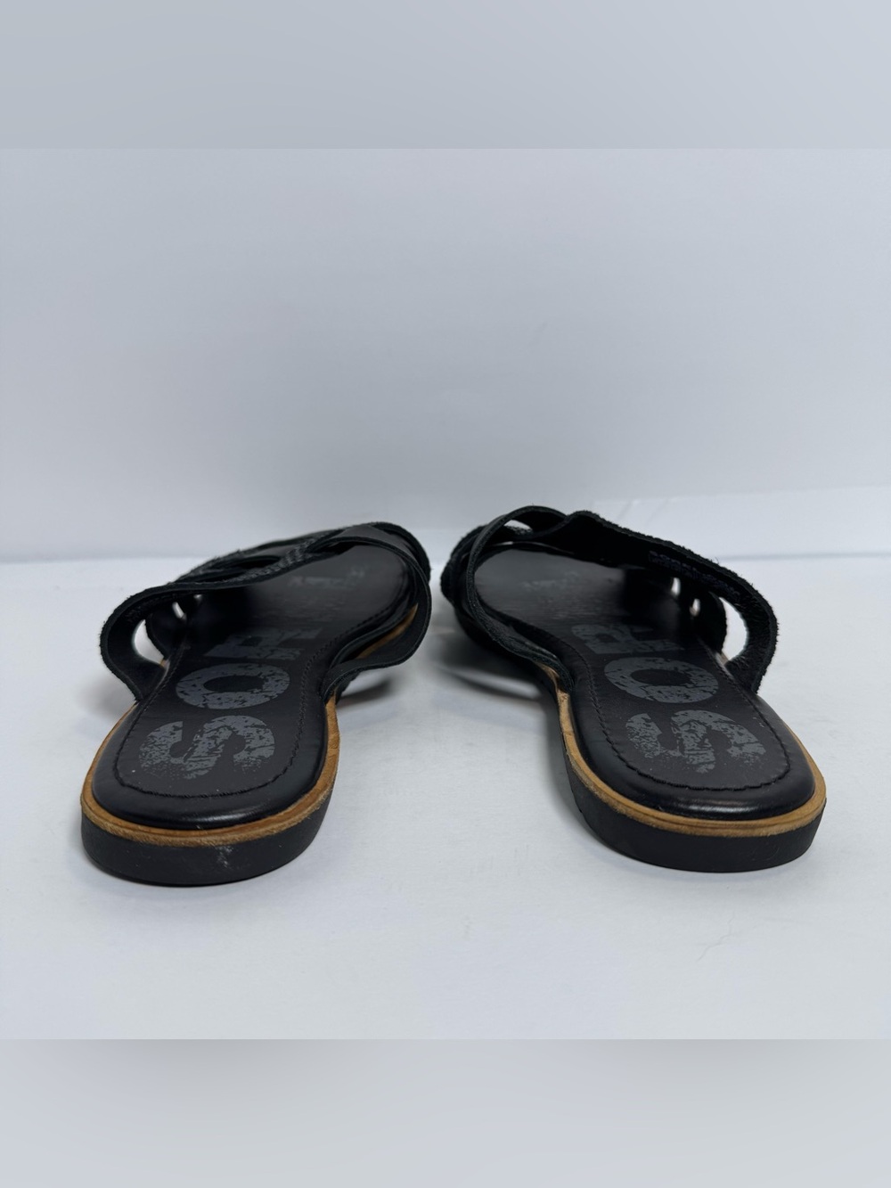 Sorel Women's Black Woven Leather Slide Sandals Flip Flops Size 8.5 NL3205-010 - Picture 5 of 8
